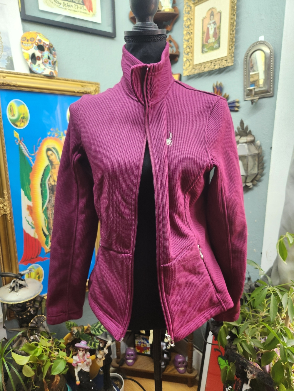 Women's Plum Ribbed Full-Zip Bomber Jacket